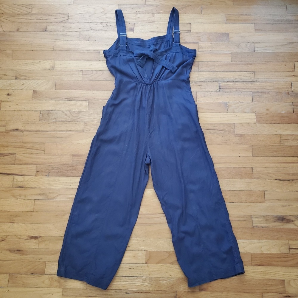 Nicole Miller New York Linen‎ Jumpsuit Navy Blue Effortless Lagenlook Minimalist